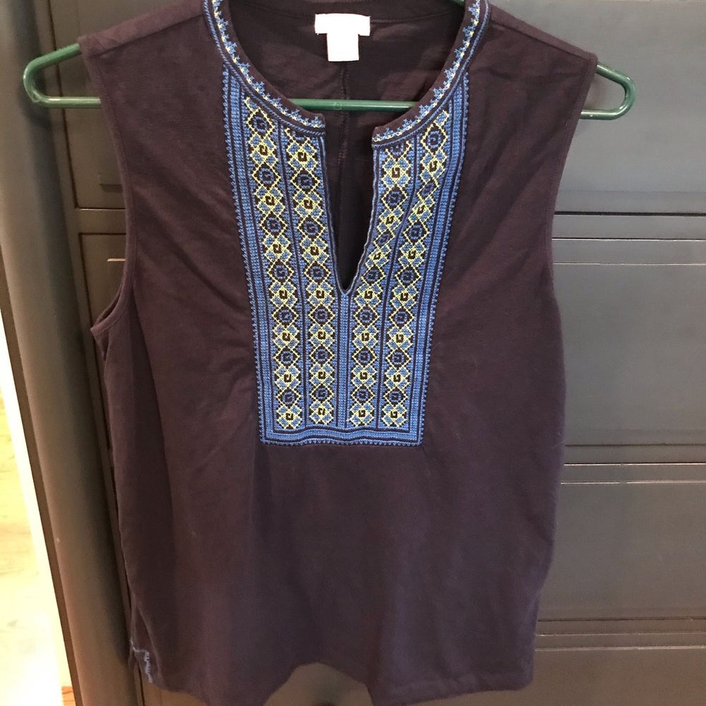 Navy blue J.Crew factory embroidered tank XS